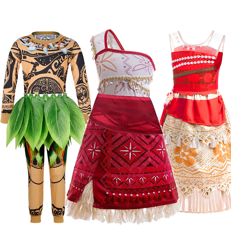 海洋奇缘2儿童莫阿娜公主裙万圣节派对生日礼服裙Kid Moana Dress