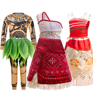 海洋奇缘2儿童莫阿娜公主裙万圣节派对生日礼服裙Kid Dress Moana