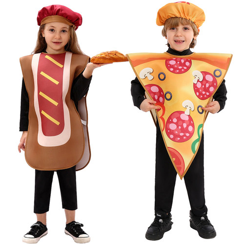 儿童圣诞节美食Hot Dog cos服装舞台演出披萨热狗香肠角色扮演服