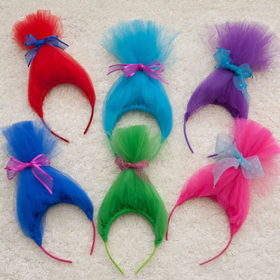 六一节演出表演夸张头饰 cos魔法精灵儿童trolls头发假发派对发箍