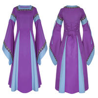 Adult Halloween cosplay costumes for opera and drama performances, European medieval costumes with flared sleeves, long court skirts thumbnail 4