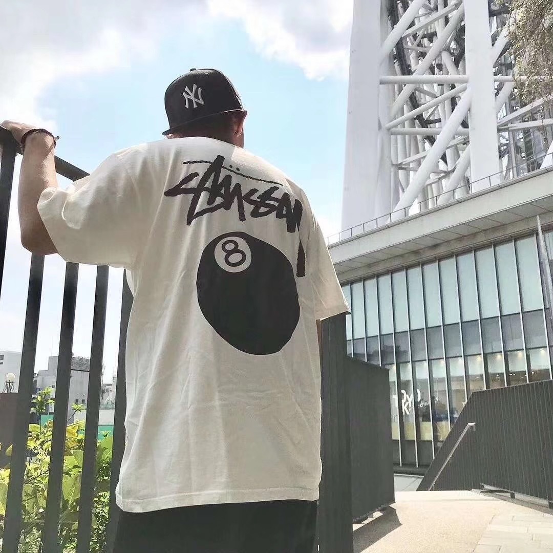 正品stussy 8Ball Tee 经典黑8球八号台球短袖T恤情侣印花宽松潮