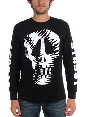 stussy ls scatter skull tee骷髅串标logo长袖T恤暗黑宽松圆领潮
