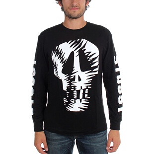 stussy ls scatter skull tee骷髅串标logo长袖T恤暗黑宽松圆领潮