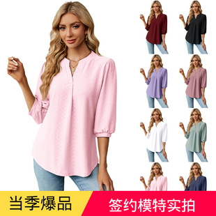 top shirt casual 秋冬新款 Blouse 宽松t恤上衣women lady 长袖