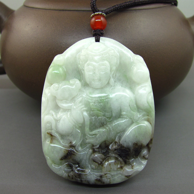 天然南阳独山玉观音牌子男士玉石挂件河南翡翠玉器项坠送鉴定证书
