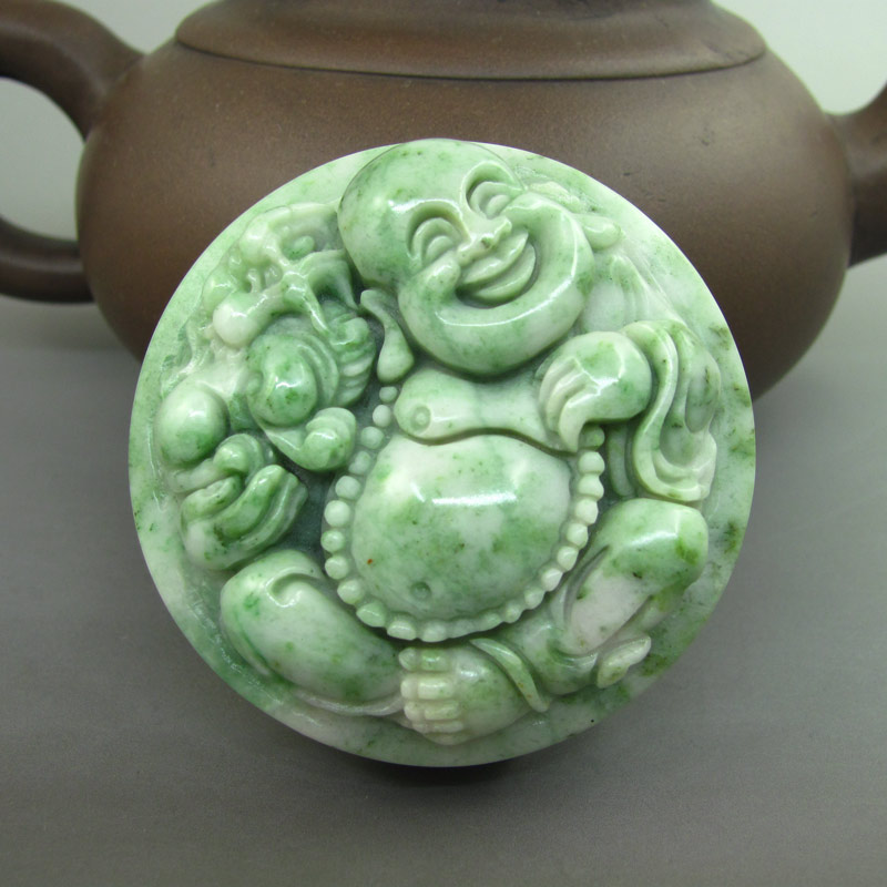 送鉴定证书天然独山玉佛皮带扣腰扣 男士腰带玉石挂件腰牌腰佩饰