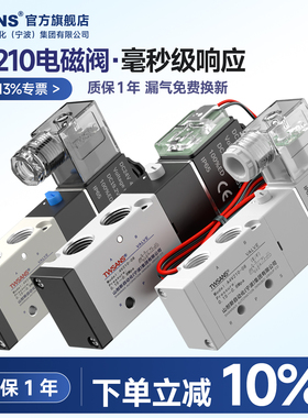 TWSANS台匠山耐斯4v210-08电磁阀24v气动二位五通220v电磁控制阀