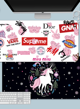 卡通超大鼠标垫kt机器猫加厚创意游戏键盘桌垫可爱女生办公定做