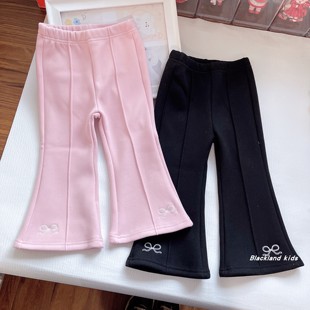 韩版 冬款 童装 女童加绒喇叭裤 子 100 儿童宝宝一体绒保暖裤 160码