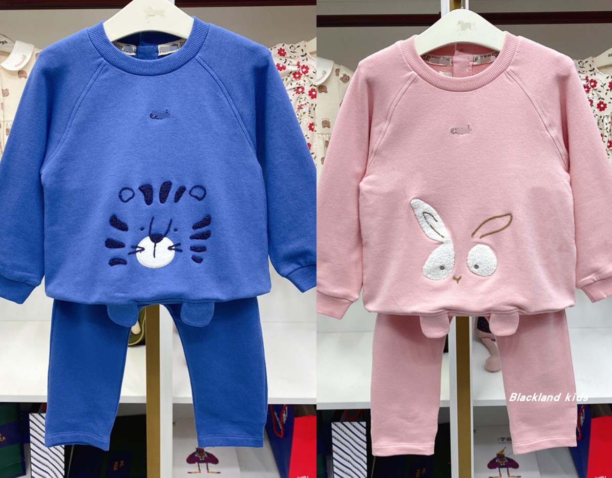 春秋款韩版童装男童卡通纯棉套装 女宝儿童可爱卫衣长裤运动2件