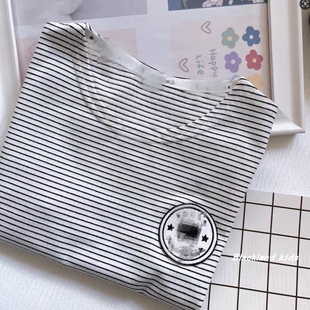 100-170码韩国童装 夏款男童女童儿童中大童条纹短袖T恤半袖背心