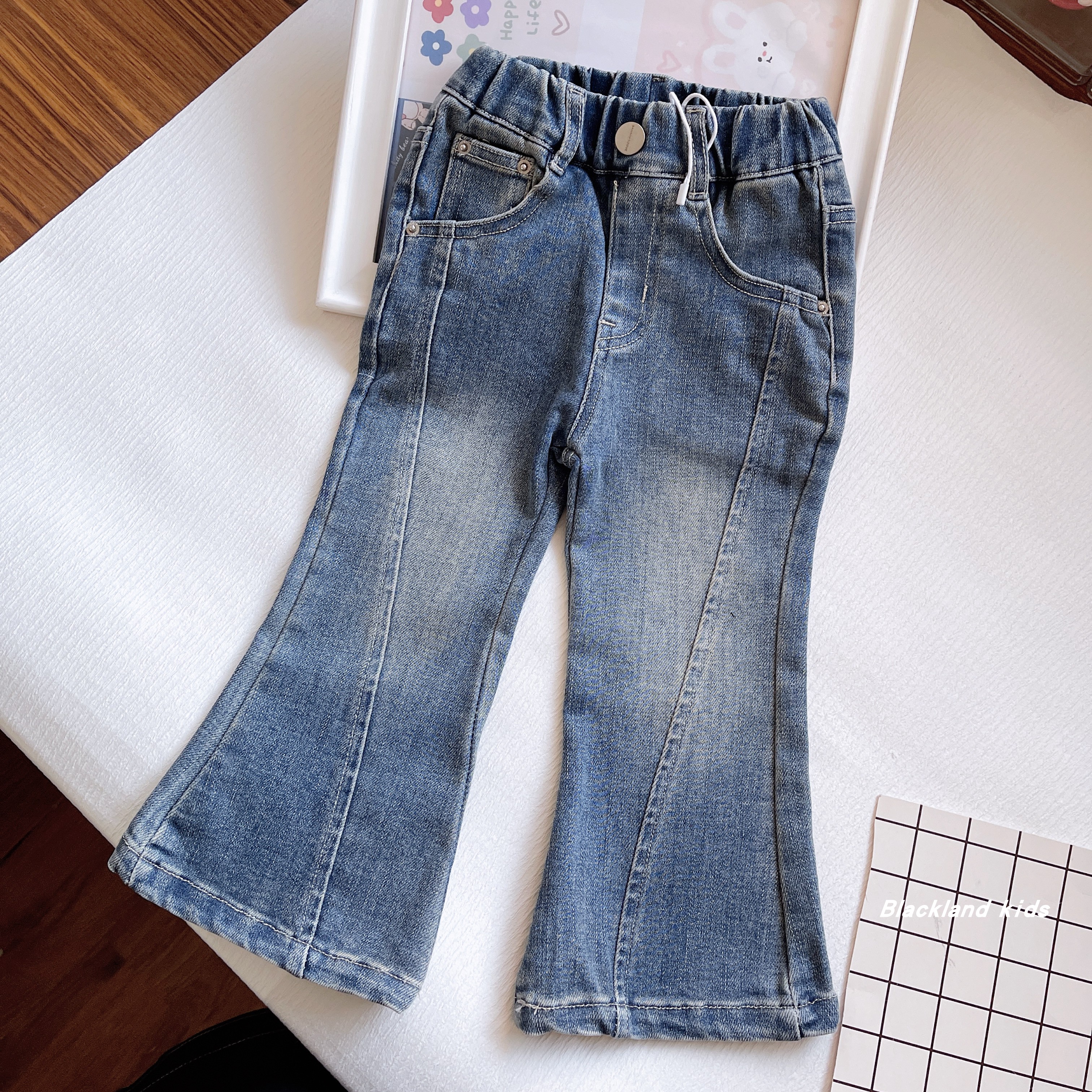 90-150码韩版童装春秋款女童牛仔裤弹力显瘦儿童休闲长裤喇叭裤子