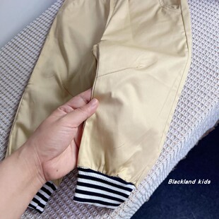 90 100码春秋童装男童女童儿童宝宝纯棉棱织休闲长裤纯色收口裤子