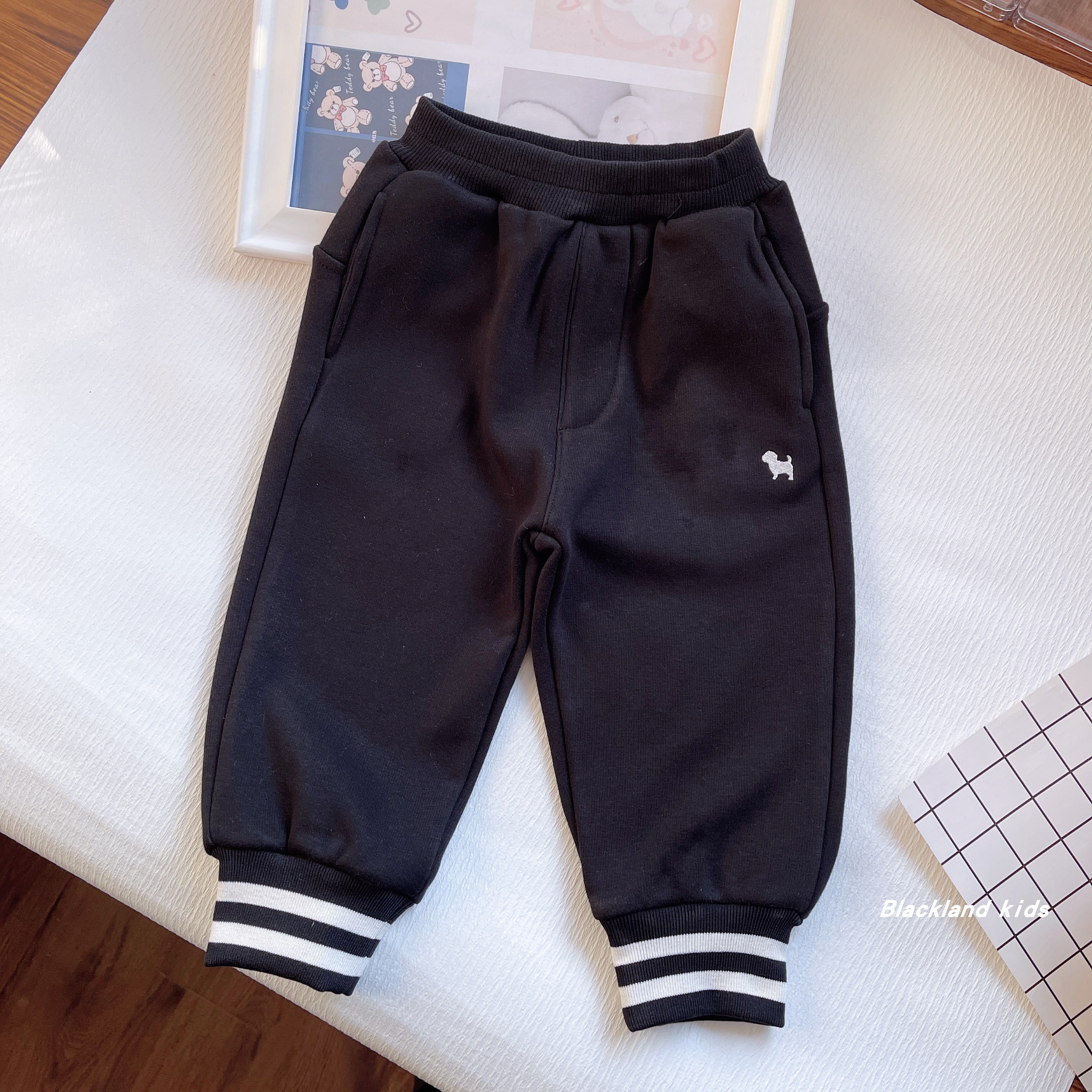 90-150码冬款童装男女童儿童宝黑色加绒暖倍儿保暖长裤子运动卫裤