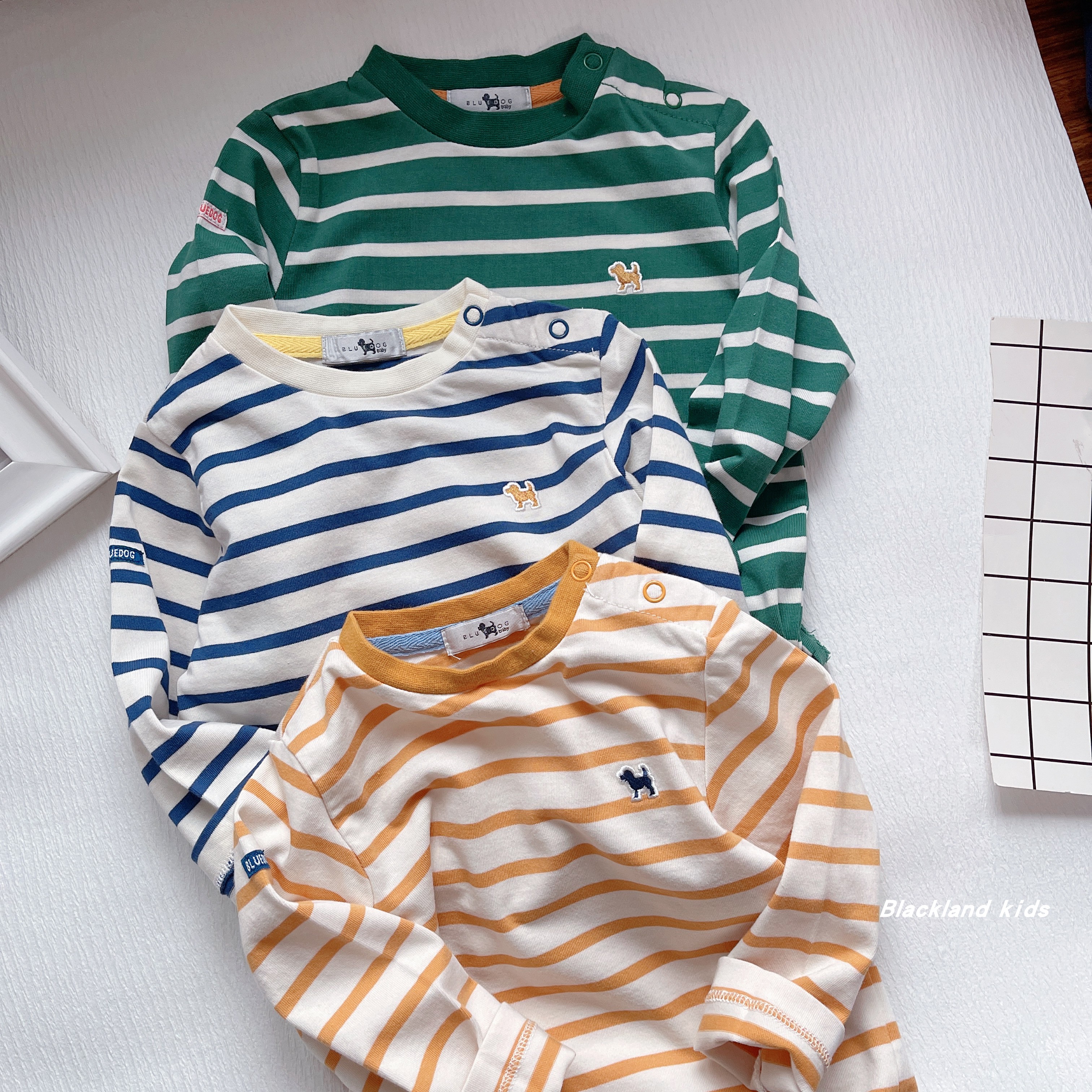 春秋款韩国童装 男童女童条纹打底衫 儿童宝宝色织长袖T恤上衣