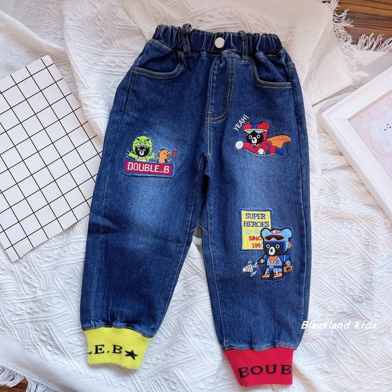 刺绣小熊牛仔裤 春秋款日单童装男女童儿童宝宝休闲裤童裤裤子,童装/婴儿装/亲子装,儿童牛仔裤,淘宝优惠券,粉丝福利购,淘宝优惠卷