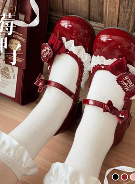 现货掉落草莓匣子呲甜可爱lo鞋 桃小坞lolita原创甜美单鞋女2025