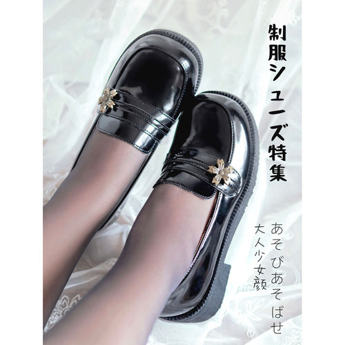 jk方头花边可拆卸制服鞋现货