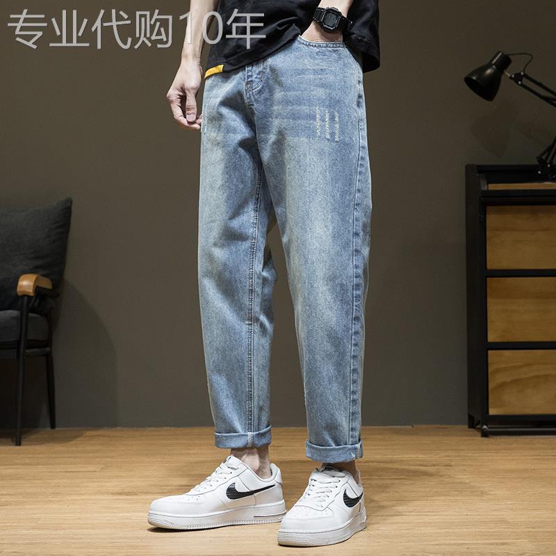 浅色牛仔裤男潮牌春秋季2026新款宽松直筒裤子男士韩版潮流休闲裤