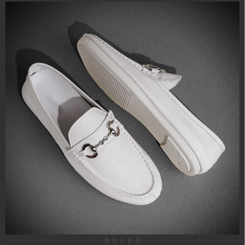 韩国专柜 欧洲站真皮时尚男鞋夏季新款豆豆鞋超软休闲皮鞋