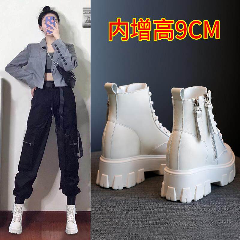 香港爆款马丁靴显瘦女2025夏季季新款真皮内增高厚底高级感小短靴