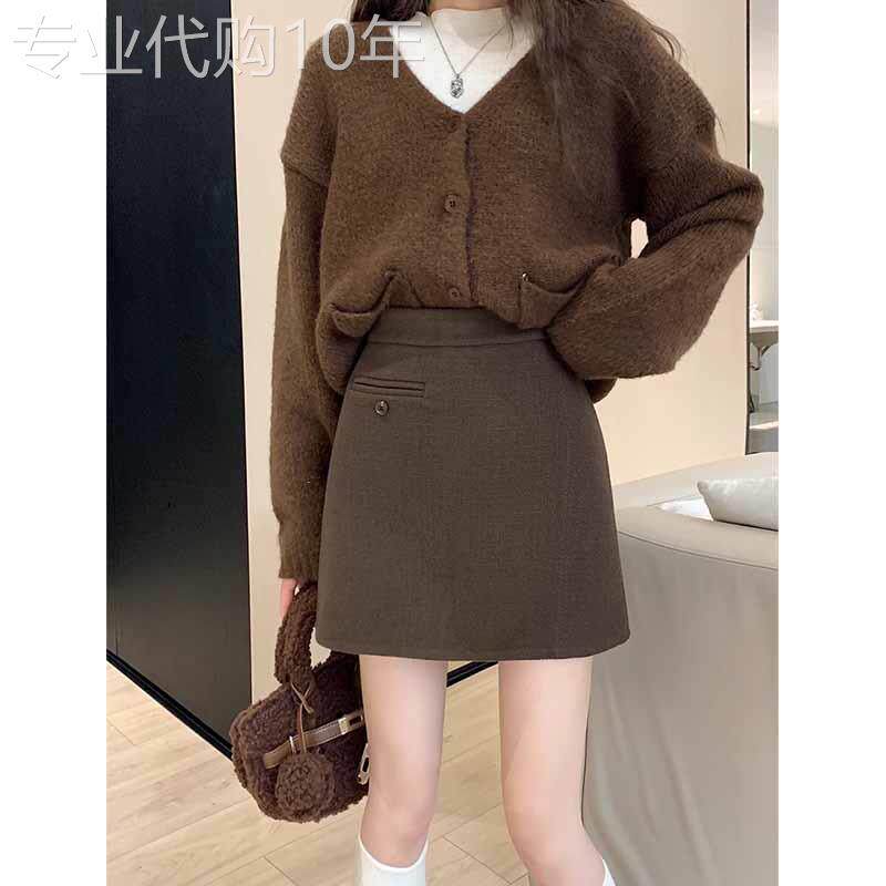 毛呢半身裙女2025新款秋冬季a字高腰显瘦冬季加厚小个子包臀短裙