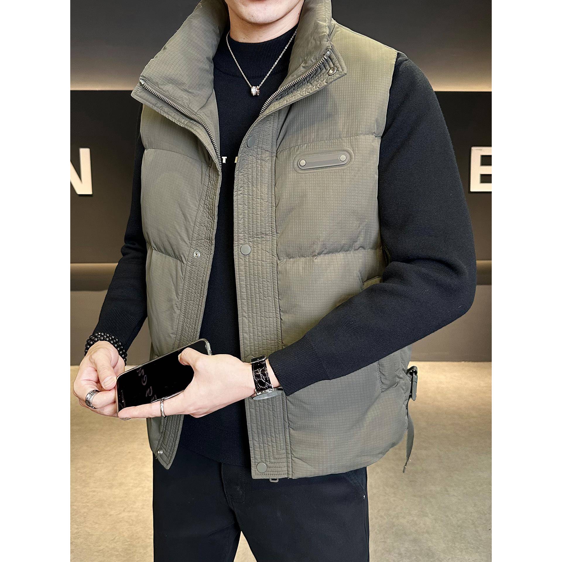 2025年新款潮牌羽绒马甲男款外套秋冬季轻薄立领修身保暖坎肩背心