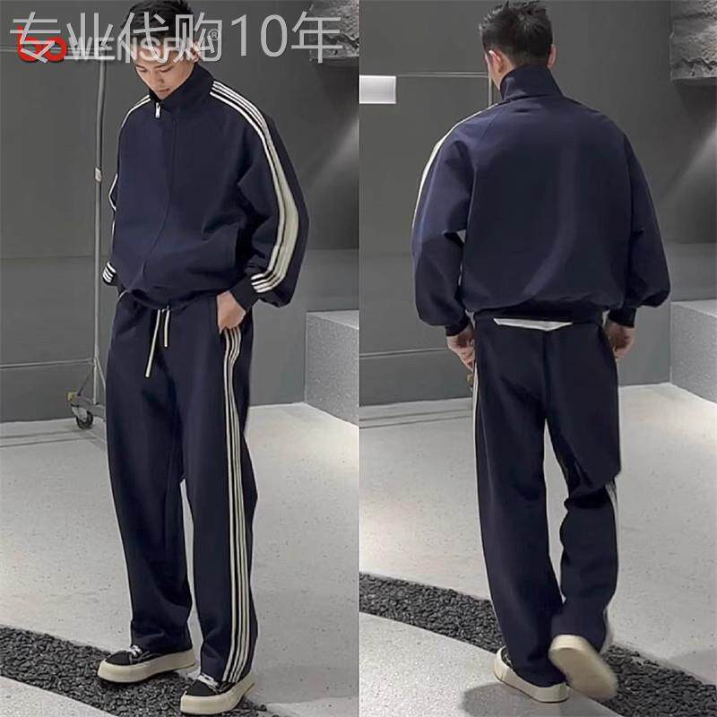 高端条纹休闲 运动套装男士2025新款春秋冬季外套卫裤男装搭配一