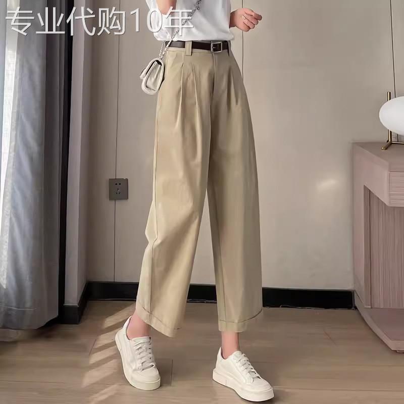 阔腿裤女2025新款夏季薄款高腰显瘦直筒宽松休闲九分卡其工装裤子