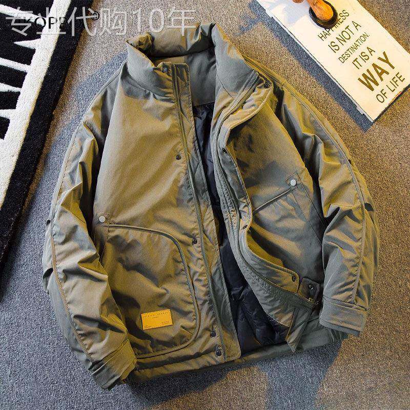美式覆古羽绒服男士秋冬季加厚保暖夹克上衣休闲 无帽立领短款外