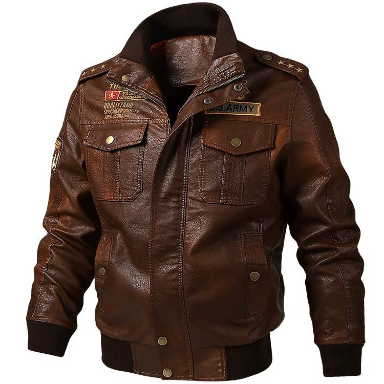 空军飞行员皮夹克男士真皮春秋工作服摩托车骑行服徽章A2大号皮夹