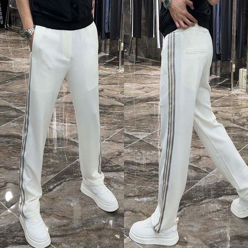 秋季新款阔腿卫裤男士2025潮流时尚休闲裤弹力百搭修身直筒运动裤