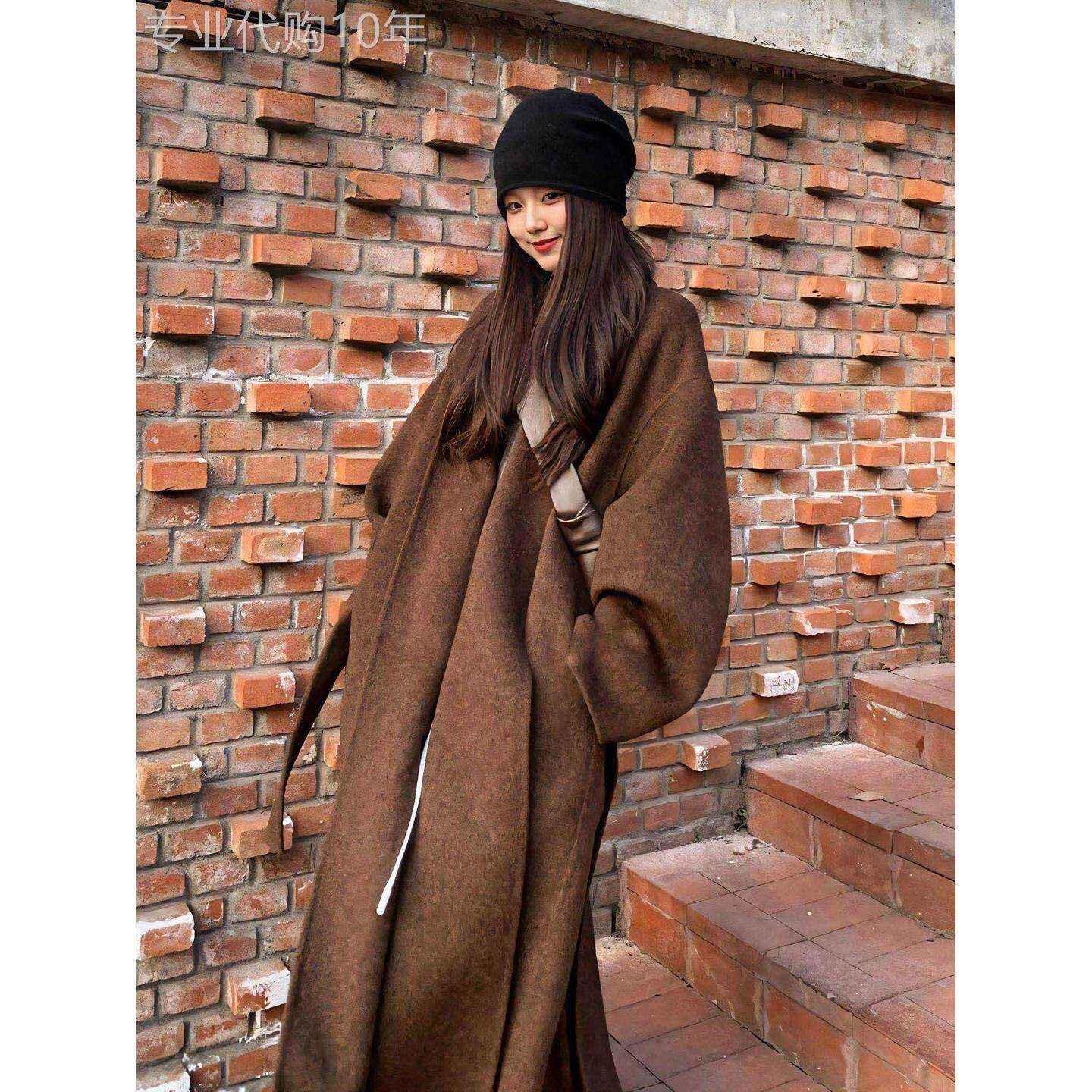 千金感美拉德棕色双面羊毛大衣女25秋小个子高级感长款毛呢外套冬