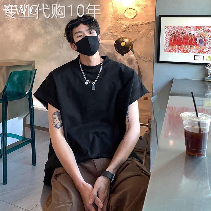 背心男潮牌夏季薄款美式复古潮流宽松大尺码运动无袖T恤男休闲坎