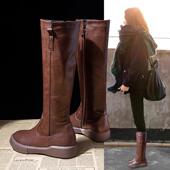 guidi fame真皮加绒长筒靴女2025年秋冬新款 高筒马丁靴不过膝长靴