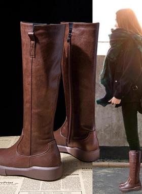 guidi fame真皮加绒长筒靴女2025年秋冬新款高筒马丁靴不过膝长靴