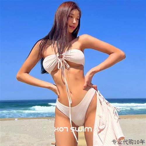 比基尼分体泳衣女款性感系带聚拢三件套纯欲大胸三点式泡温泉泳装