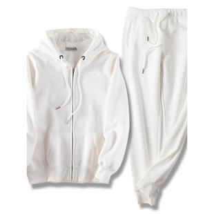 连帽卫衣卫裤 加绒新款 宽松休闲两件套 女春秋薄款 韩国白色运动套装