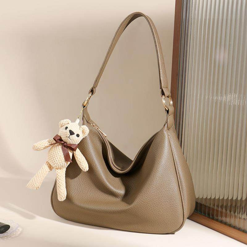 香港慵懒风月牙儿 头层牛皮腋下包2024新款 真皮女包百搭单肩斜跨