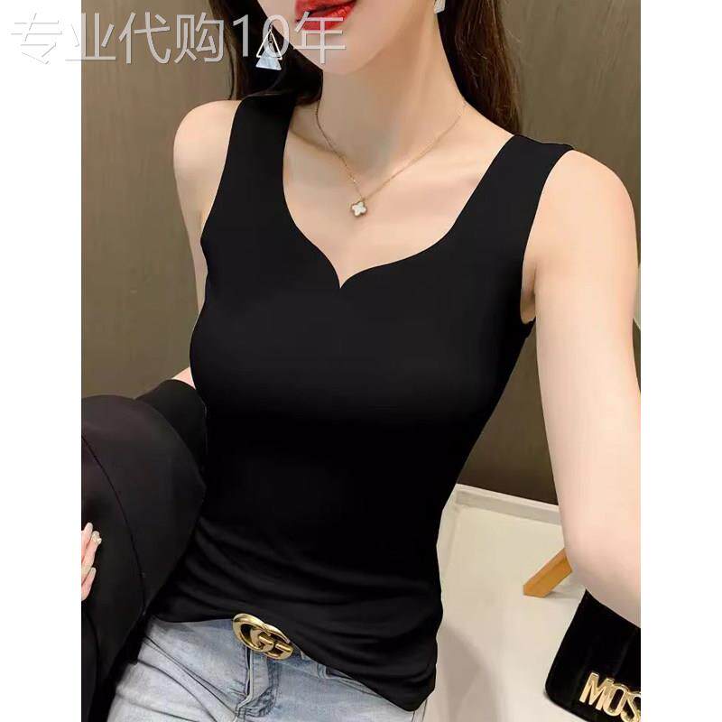 黑色小吊带背心女春秋季新款欧货无袖V领外穿上衣修身内搭打底衫