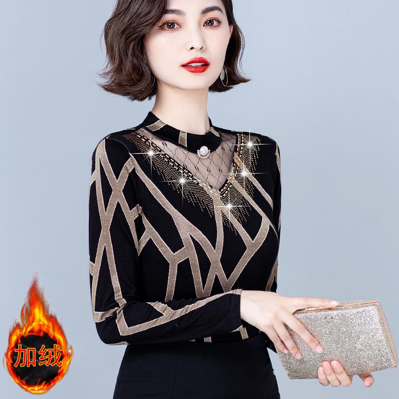 潮牌CVY打底衫女士2024春秋新款半高领韩版洋气修身大码长袖上衣