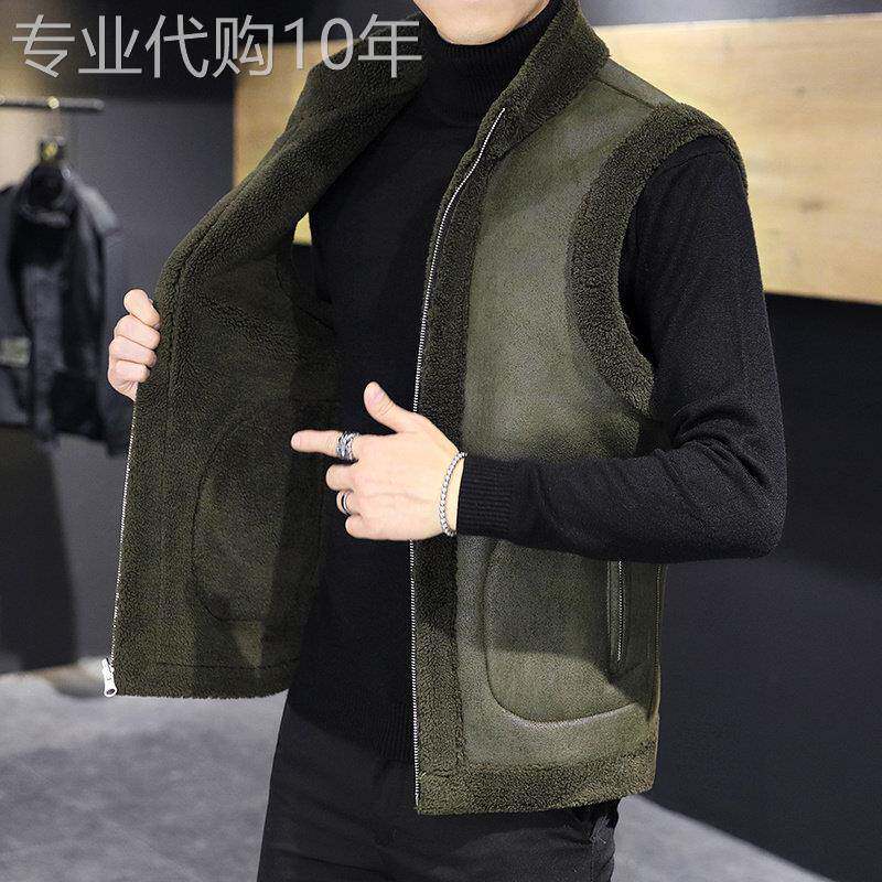 高端男士春秋季皮毛一体马甲双面穿外套2026新款休闲帅气保暖马夹
