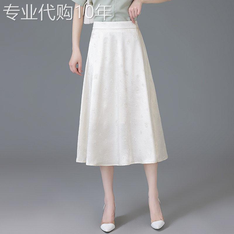 醋酸缎面半身裙女夏季薄款2026新款气质高腰a字中长版百褶伞裙子