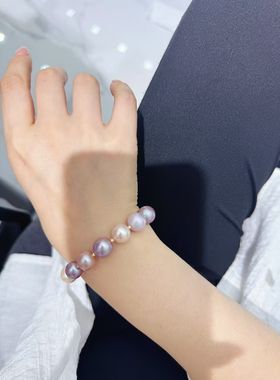 母亲节天然淡水珍珠糖果混彩手链女轻奢高级感气质手串设计感手饰