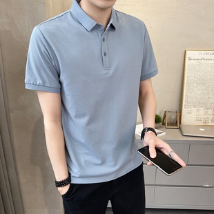 潮牌修身 春夏男t恤POLO衫 新款 士夏季 冰丝高端商务上衣0325k 棉短袖