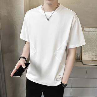2026新款 薄款 冰丝棉拼接面料装 半袖 士0325k 春夏男t恤短袖 夏装 夏季