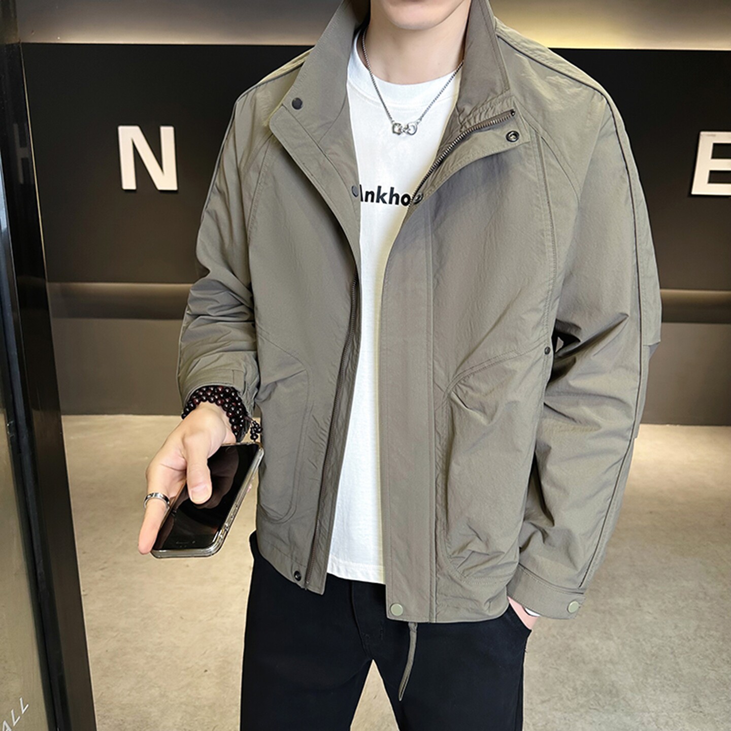 早秋外套底律春装立领夹男2026春季高级感宽松通勤工装短款0909k图片
