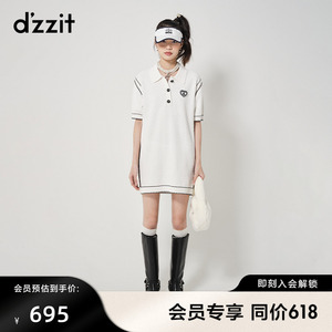 dzzit地素针织连衣裙春秋专柜新款复古运动老钱风女设计感