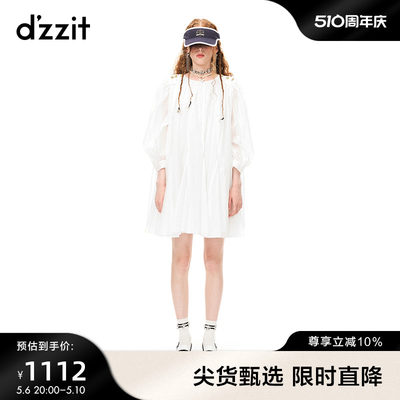 dzzit地素复古府绸短袖连衣裙